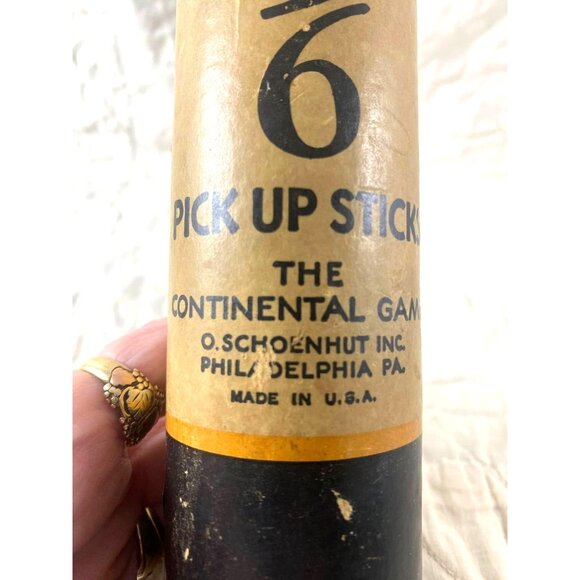 Vintage O. SCHOENHUT Continental Pick Up Sticks Game in Original Canister Can - Picture 3 of 4